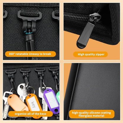 Sdstone Portable Zippered Key Organizer,Fireproof and Waterproof Key Binder with 24 Key Tags Key Case,Portable Manager, Landl