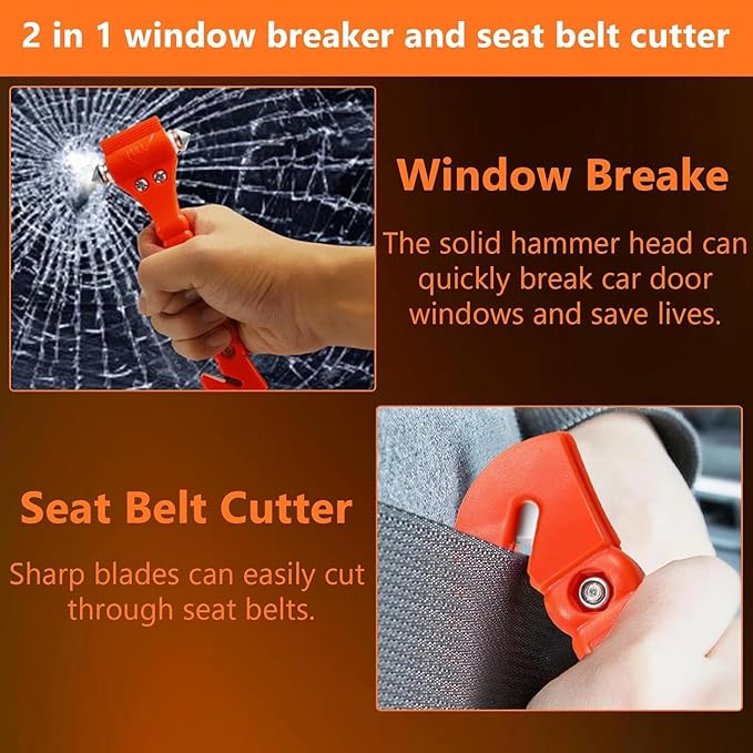 BFXM Car Window Breaker Hammer and Seat Belt Cutter 2-in-1, Emergency Escape Tool, Safety Glass Breaker, Automotive Safety Es