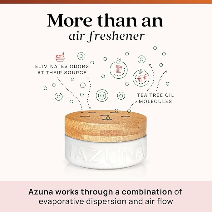 Azuna Air Freshener & Odor Eliminator for Strong Odor | 2 Room Kit Includes (2) Empty Luxe Glass Jar & 12oz Gel Refill with T