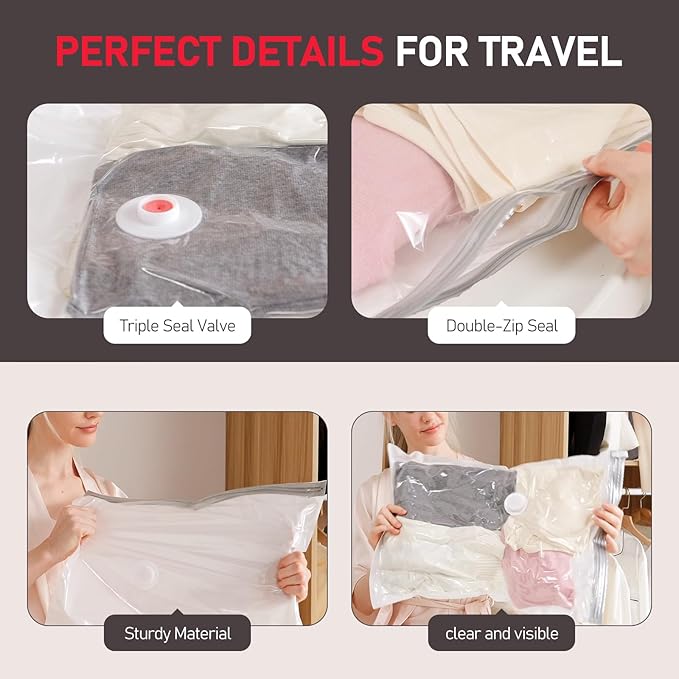 Vacbird 16 Pack Travel Vacuum Storage Bags with High Pressure Electric Pump - Vacuum Seal Compression Bags for Clothing, Lugg
