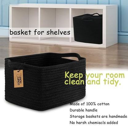 COMFY-HOMI Storage Basket for Shelves, Woven Baskets for Storage, Cotton Rope Basket,Toy Storage Organizer, Storage Cube Bin,
