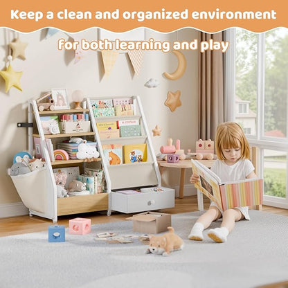 HAVLOTII Kids Bookshelf and Toy Storage - Book Shelf for Kids Rooms, Toddler Bookshelf Baby Bookcase for Nursery, Montessori 