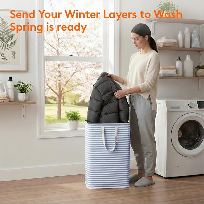 Lifewit 2 Pack Laundry Basket 80L Each, Collapsible Clothes Hamper with Reinforced Handles, Freestanding Waterproof Design fo