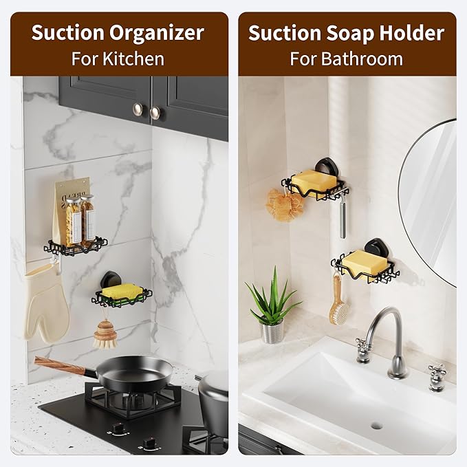 KEGII Shower Caddy Corner Tension Pole with 2 Suction Cup Soap Dishes, Rustproof 4-Tier Adjustable Bathroom Organizer, No-Dri