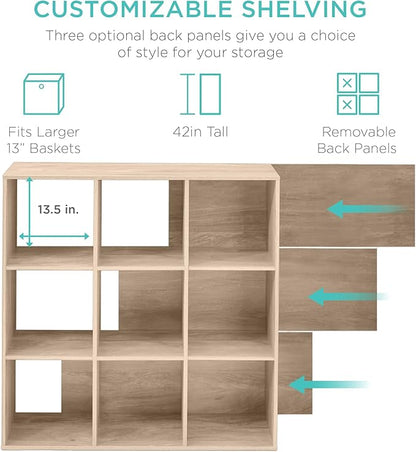 Best Choice Products 9-Cube Storage Organizer, 13.5in Shelf Opening, Bookcase, Display Shelf, Customizable w/ 3 Removable Bac