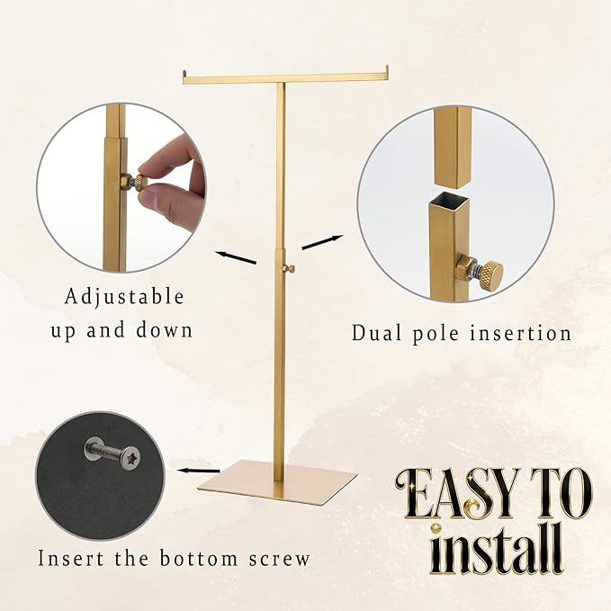 Display Stand Stainless Steel Jewelry Towers Bag Stand Tabletop Double Hook Hanging Jewelry Stands for Necklaces Organizer St