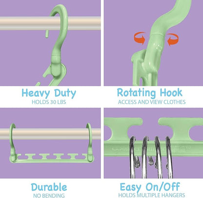 Wonder Hanger Max 10-Pack Space Saving Hangers, Reinforced Hooks Swivels 360°, Cascading Hanger, Teens, College Dorms, Kids &
