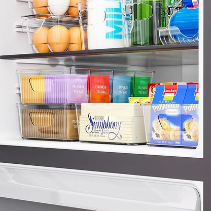 Stackable 6 Pack Snack Organizer for Pantry Shelf,Clear Pantry Organizers and Storage Bins for Fridge,Office,Cupboard,Plastic