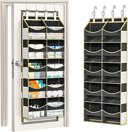 Aokeyee 5 Tiers Over the Door Storage Organizer, Behind Door Storage for Baby Nursery, 80lb Capacity Door Hanging Organizer w