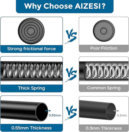 AIZESI 6PCS Tension Curtain Rod 16 to 28 Inch Black No Drilling Adjustable Spring Curtain Rods for Window, Doorway, Closet, K