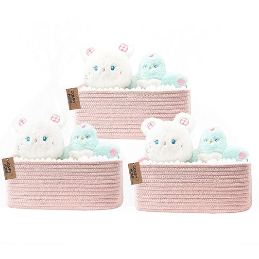 COMFY-HOMI 11.5"x7.5"x4.7" Storage Baskets for Organizing | Cotton Rope Woven Basket | Toy Storage Bin Box | Basket for Shelv