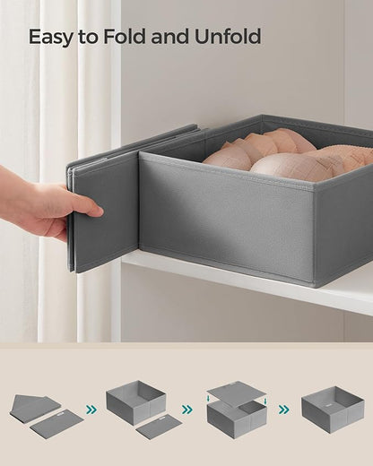SONGMICS Drawer Organizers, Dresser Divider Organizers, Set of 18, Foldable Fabric Storage Boxes for Socks, Underwear, Bras, 