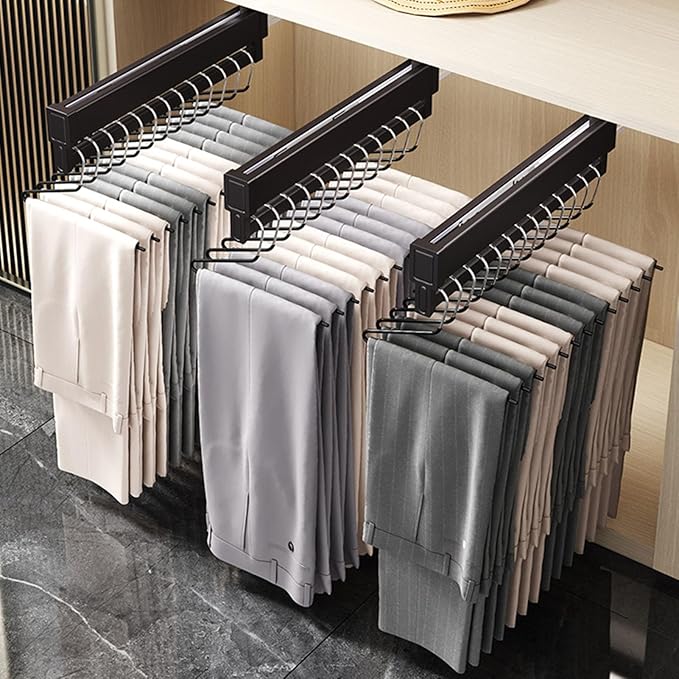 Extendable Clothes Rail - Adjustable Closet Rod with 2 Sliding Tracks, Heavy-Duty Hanger Rack, 21-60cm, Supports 25kg, Perfec