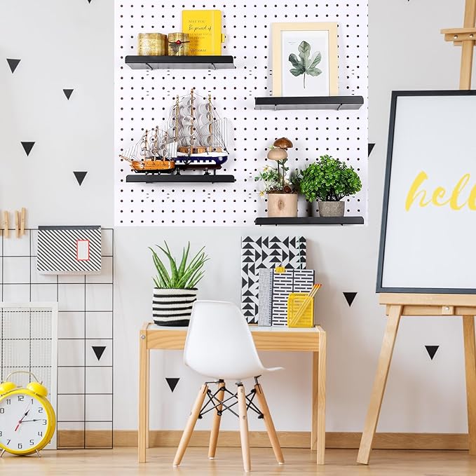 Beeveer 4 Pcs Pegboard Shelves Wall Organizer Brackets Pegboard Steel Tray Accessories Organizing Tools for Craft Garage Nurs