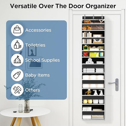 Mefirt Over The Door Organizer, 7 Tier Door Hanging Organizers with 7 Large Pockets 12 Side Pockets, Behind Door Storage Hang