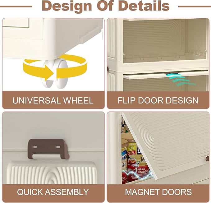 Montary Portable Kids Closet Storage Organizer for Clothes, Children's Wardrobe Closet with Magnetic Doors, Plastic Baby Ward