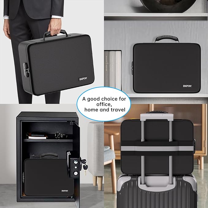 ENGPOW 5200℉ Soft Case Fireproof Document Box with Lock,Fireproof Box with 25 Colorful Pocket Accordion File Folder,Fireproof
