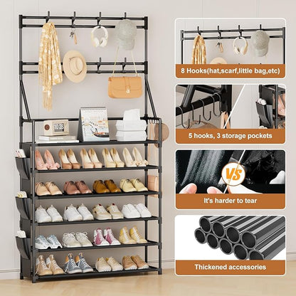 OYREL Shoe Rack 6 Tier Shoes Organizer 24-30 Pairs Shoe Racks for Closet Front Door Entrance Large Capacity Space Saving Shoe