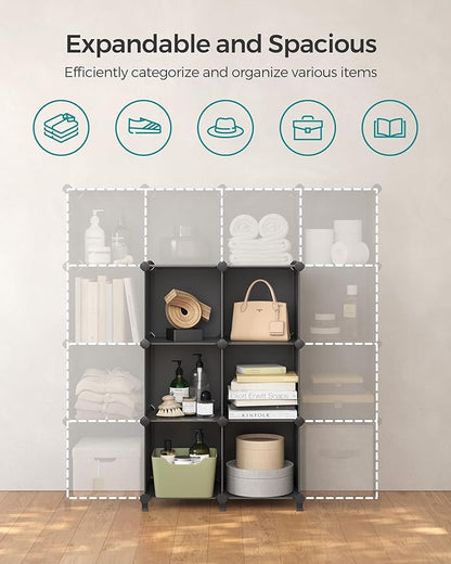 SONGMICS 6 Cube Storage Organizer, Modular Bookshelf, DIY Closet Organizers and Storage, Plastic Stackable Shelves, 11.8 x 11