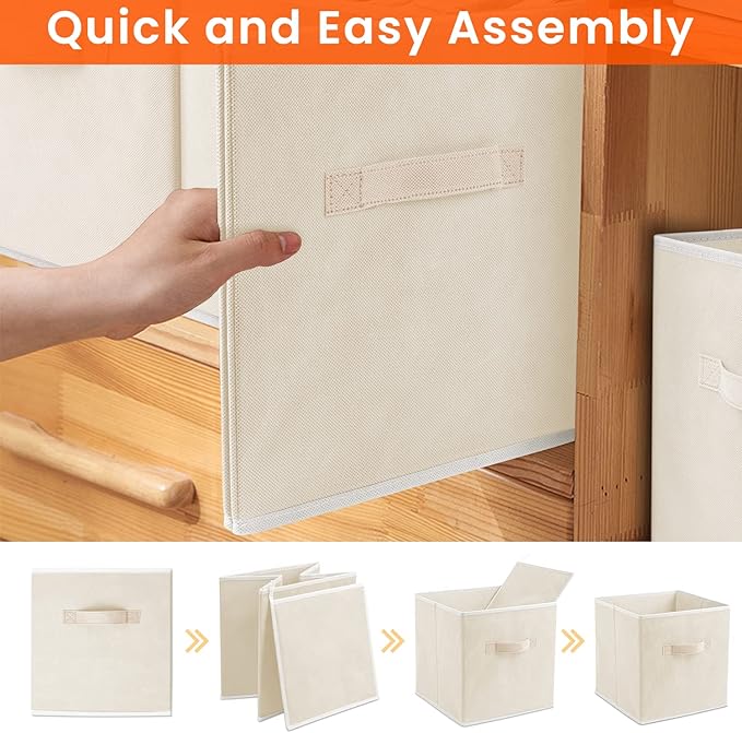 Criusia Large Storage Cubes - 13 Inch Heavy Duty Fabric Storage Bins for Shelves Closet, Cube Organizer - 8 Pack Collapsible 