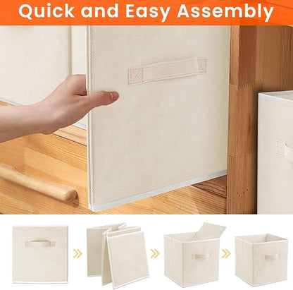 Criusia Large Storage Cubes - 13 Inch Heavy Duty Fabric Storage Bins for Shelves Closet, Cube Organizer - 8 Pack Collapsible 