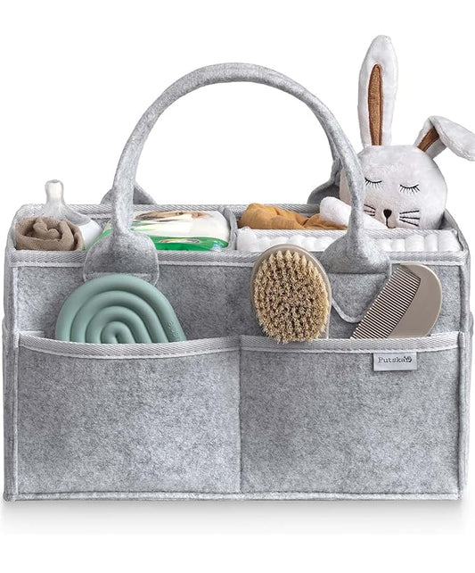 PUTSKA Baby Diaper Caddy Organizer - Nursery Storage Basket for Diaper Station, Baby Basket Shower List and Registry Gift Mus