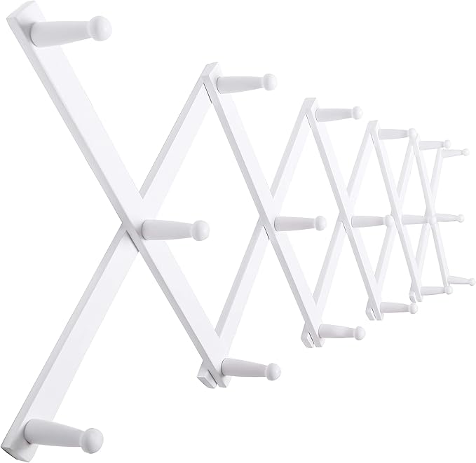 SKOLOO Hat Rack for Wall with 17 Hooks, Solid Wooden, Modern, Expandable Coat Rack Wall Mount for Coats, Hats, Bags, Baseball