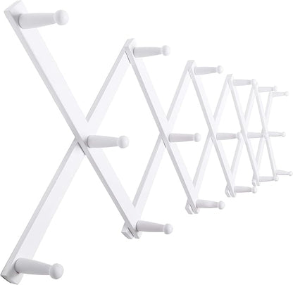 SKOLOO Hat Rack for Wall with 17 Hooks, Solid Wooden, Modern, Expandable Coat Rack Wall Mount for Coats, Hats, Bags, Baseball