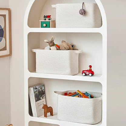 R RUNKA Cotton Rope Storage Basket 15"x10"x9" – Fabric Storage Bins for Organizing Clothes,Toys,Blankets – Durable Woven Stor