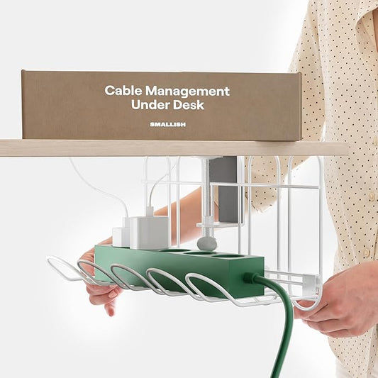CarryUp Under Desk Cable Tray, No Drill Wire Management Clamp, Computer Cord Organizer, Cable Hider & Holder, Cord Keepers
