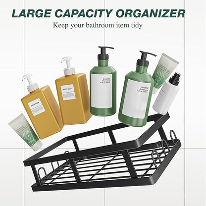 Youvip Shower Caddy Adhesive,No Drill Bathroom Organizer with Soap Holder,Large Capacity Rustproof Shelves for Inside Shower,
