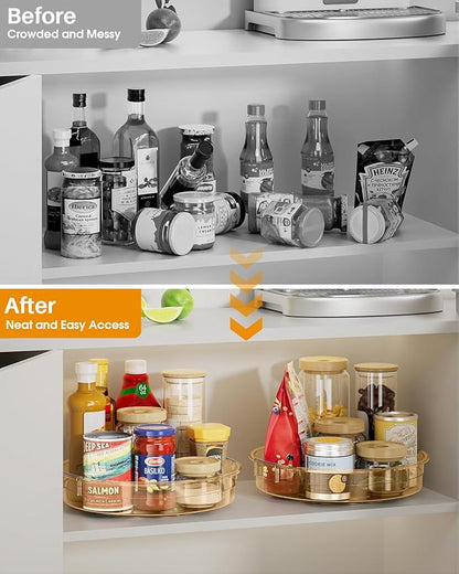 LAMU 2 Pack Lazy Susan Organizer 9.25 inch Lazy Susan Turntable for Cabinet, Rotating Spice Organization for Cabinet, Kitchen