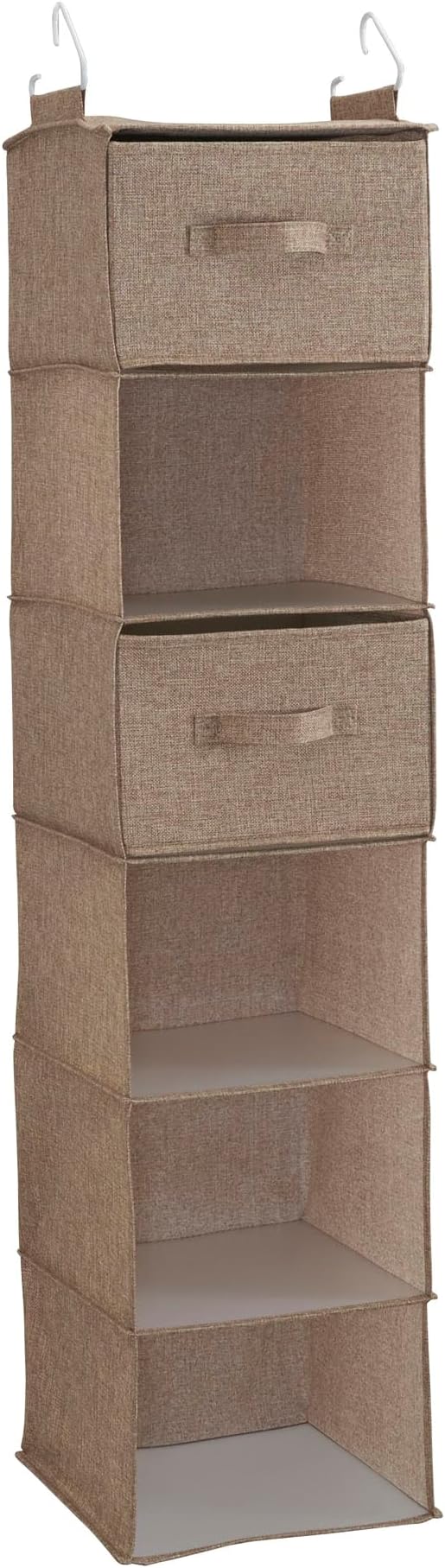 Household Essentials 6 Shelf Hanging Closet Organizer, Hanging Closet Shelf, Fabric Poly Linen and PEVA Shelving