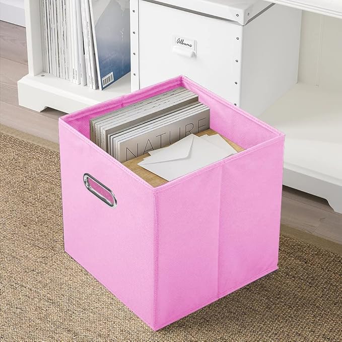ShellKingdom Storage Bins, Foldable Fabric Storage Cubes And Cloth Storage Organizer Drawer with Metal Handle For Closet And 