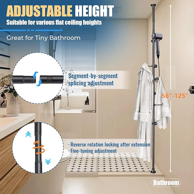 Coat Rack Freestanding with 12 Hooks - Multi-Purpose Organizer for Entryway, Bathroom, Corner & Plant Storage, No Drilling, H
