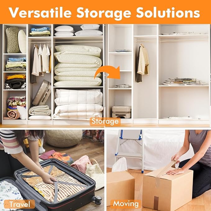 GONGSHI Vacuum Storage Bags, Space Saver Seal Bags For Clothing, Blankets, Comforters, Pillows, Clothes Storage,Travel Luggag