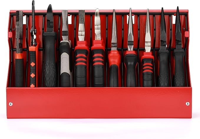 Mayouko 11 Slots Pliers Rack Organizer Holder, For Standard & Wide Pliers, All Steel, Fits in Toolbox Drawer, Chest, Pegboard
