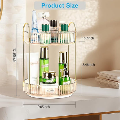 360 Rotating Makeup Organizer - Large Capacity Spinning Perfume & Cosmetic Skincare Holder for Vanity & Countertop (Vibrant O