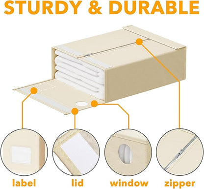 SpaceAid 6 Pack Bed Sheet Organizers and Storage, Foldable Sheet Organizer with Window for Linen Closet, Set Folder Keeper fo