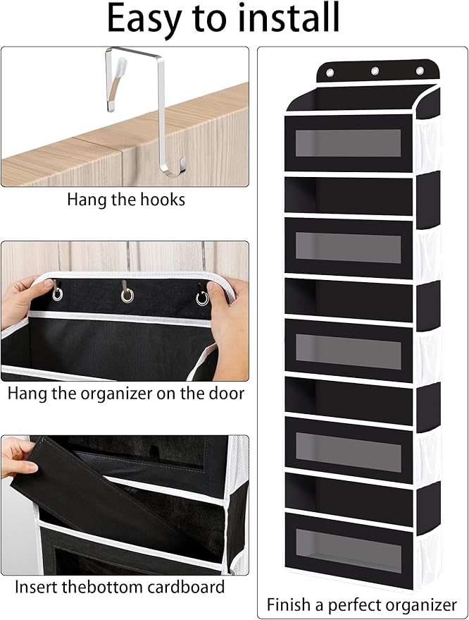 KYEVIS Over The Door Organizer, 5 Shelves Closet Door Hanging Organizer with 10 Mesh Pockets, Nursery Closet Organizers, Baby