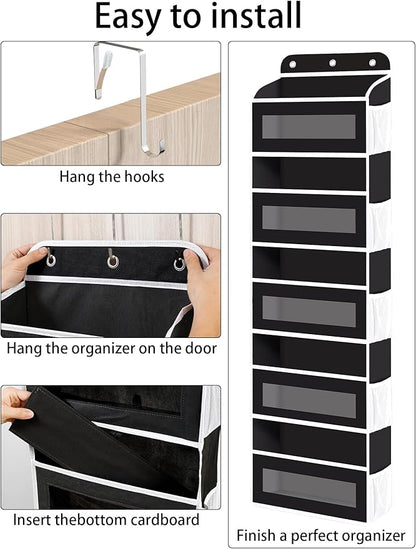 KYEVIS Over The Door Organizer, 5 Shelves Closet Door Hanging Organizer with 10 Mesh Pockets, Nursery Closet Organizers, Baby