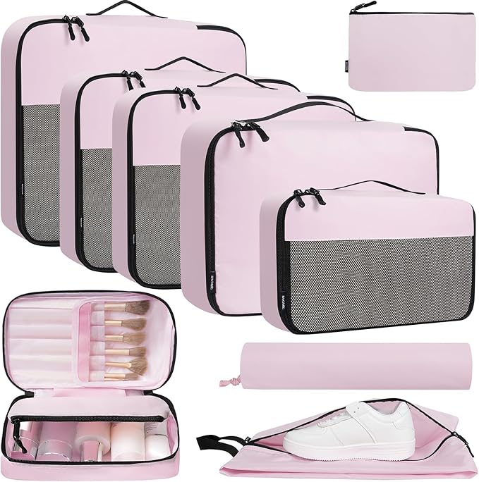 BAGAIL 8 Set/9 Set Packing Cubes Luggage Packing Organizer for Travel, Suitcase Packing Bags for Travel Accessories
