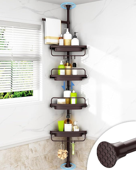 ALLZONE Rustproof Shower Caddy Corner for Bathroom, Bathtub Storage Organizer for Shampoo Accessories, 4-Tier Adjustable Shel