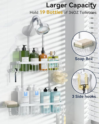 YASONIC Shower Caddy Hanging, Never Rust Shower Organizer Hanging, Aluminum Shower Racks for Inside Shower with Hooks for Raz