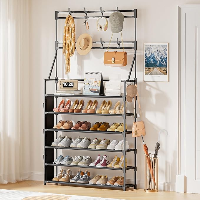 OYREL Shoe Rack 6 Tier Shoes Organizer 24-30 Pairs Shoe Racks for Closet Front Door Entrance Large Capacity Space Saving Shoe