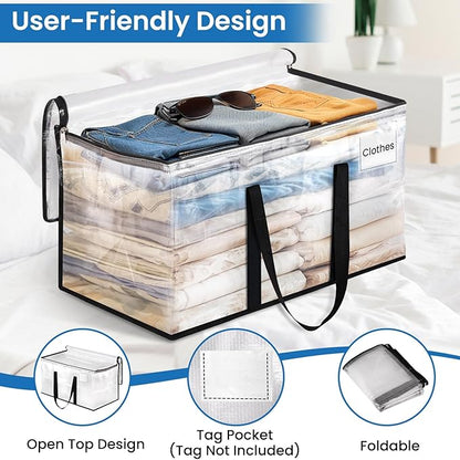 RoomHacks Clear Heavy Duty Extra Large Moving Bags, Reinforced Handle and Double Zipper, Storage Bags Alternative to Moving B