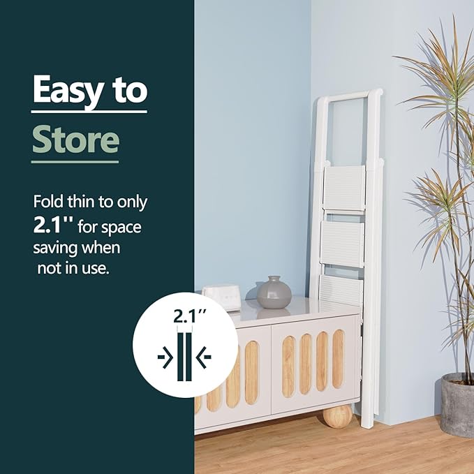WOA WOA 4 Step Ladder for 10 Feet High Ceiling, Lightweight Foldable Ladder with Non-Slip Wide Pedals, Step Stool with Safe H