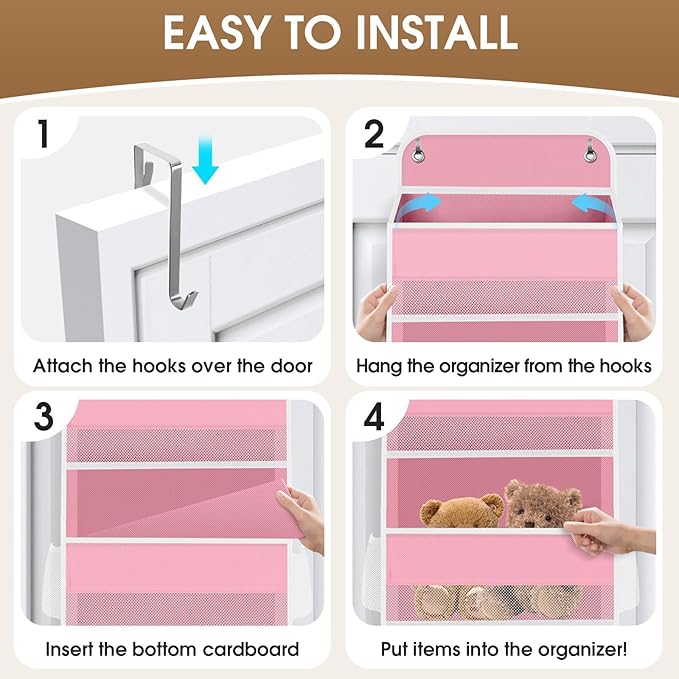 SpaceHacks 5-Tier Over The Door Organizer Hanging Storage Organizers with Clear Window 40lb Large Capacity Room Organizer for