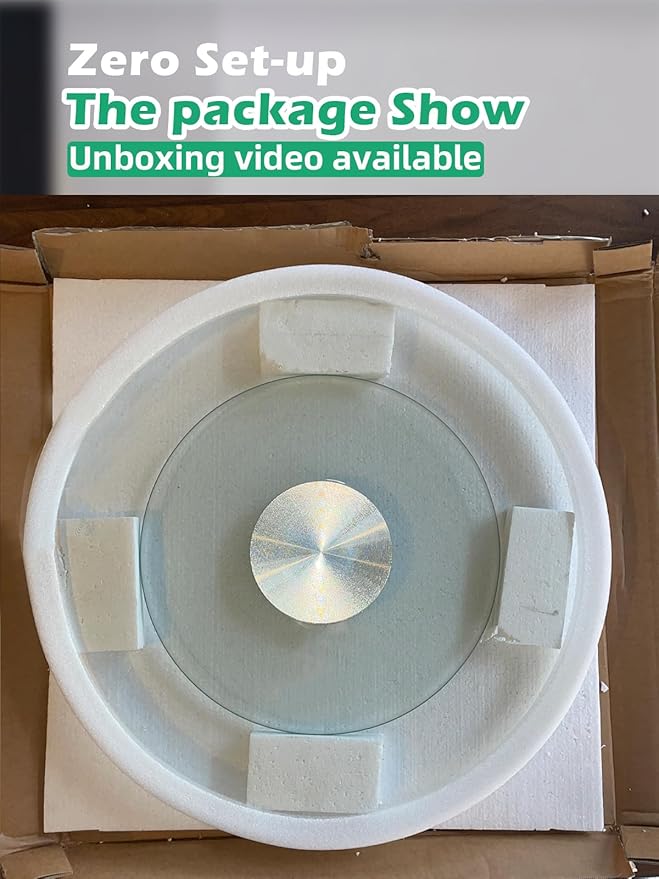 Lazy Susan 30.7 inch Glass Turntable Dining Table Large Round Serving Plate Tabletop Rotating Tray with Swivel Assist System 