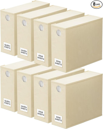 SpaceAid 8 Pack Bed Sheet Organizers and Storage, Foldable Sheet Organizer for Linen Closet, Sheets Set Folder Keeper with Wi